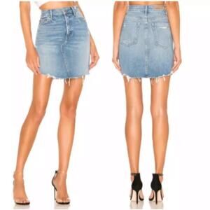 GRLFRND Rhoda Denim Mini Skirt Distressed NWT